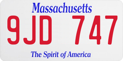 MA license plate 9JD747