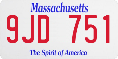 MA license plate 9JD751