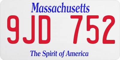 MA license plate 9JD752