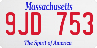 MA license plate 9JD753