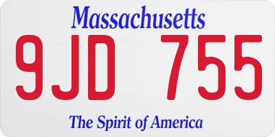 MA license plate 9JD755