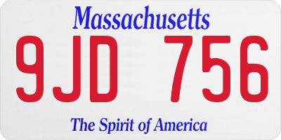 MA license plate 9JD756