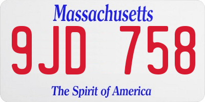 MA license plate 9JD758