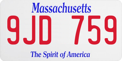 MA license plate 9JD759