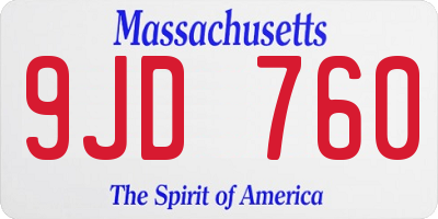 MA license plate 9JD760