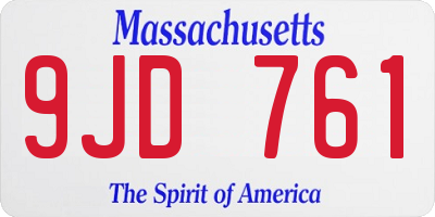 MA license plate 9JD761