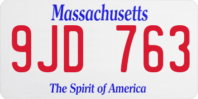 MA license plate 9JD763