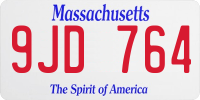 MA license plate 9JD764