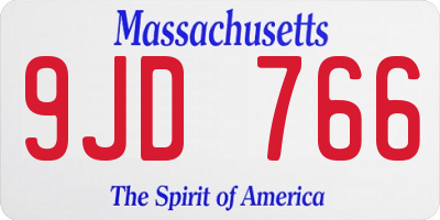 MA license plate 9JD766