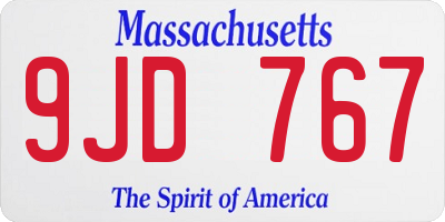 MA license plate 9JD767