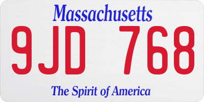 MA license plate 9JD768