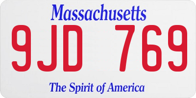 MA license plate 9JD769