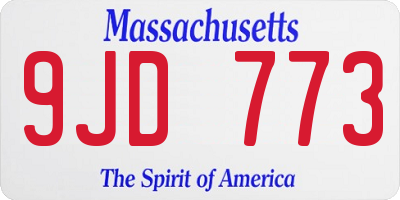 MA license plate 9JD773