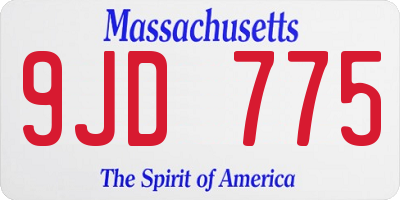 MA license plate 9JD775
