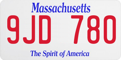 MA license plate 9JD780