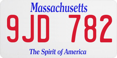 MA license plate 9JD782