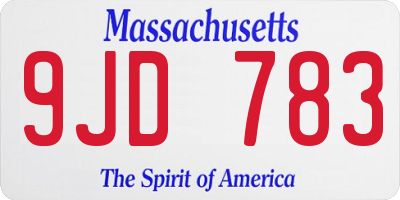 MA license plate 9JD783