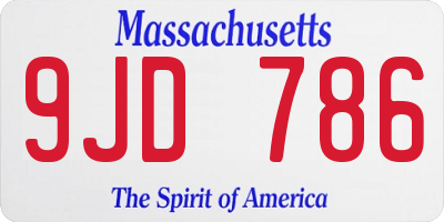 MA license plate 9JD786