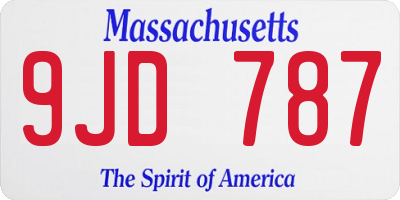 MA license plate 9JD787
