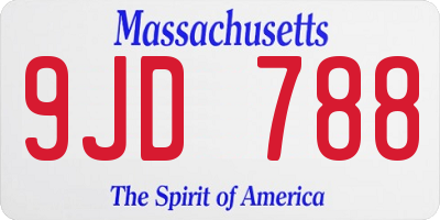 MA license plate 9JD788