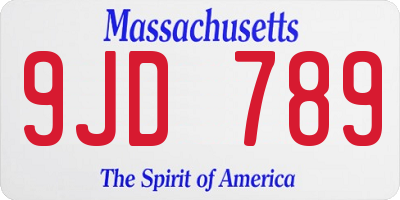 MA license plate 9JD789