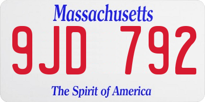 MA license plate 9JD792