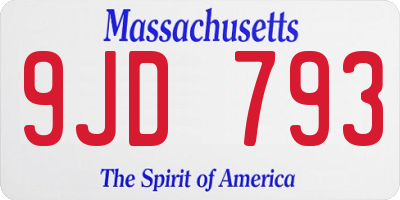 MA license plate 9JD793