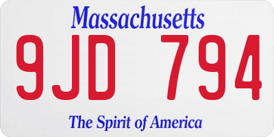 MA license plate 9JD794