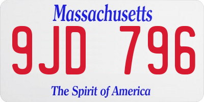 MA license plate 9JD796