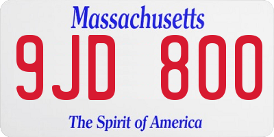 MA license plate 9JD800