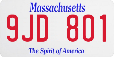 MA license plate 9JD801