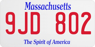 MA license plate 9JD802