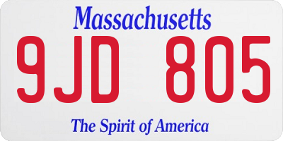 MA license plate 9JD805