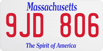 MA license plate 9JD806