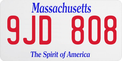 MA license plate 9JD808