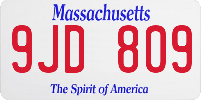 MA license plate 9JD809