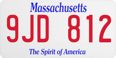 MA license plate 9JD812