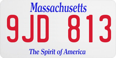 MA license plate 9JD813