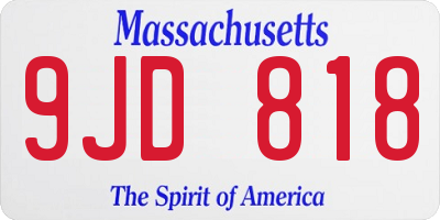MA license plate 9JD818