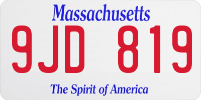MA license plate 9JD819