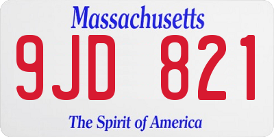 MA license plate 9JD821