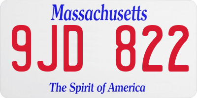MA license plate 9JD822