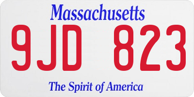 MA license plate 9JD823
