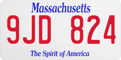 MA license plate 9JD824
