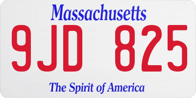 MA license plate 9JD825