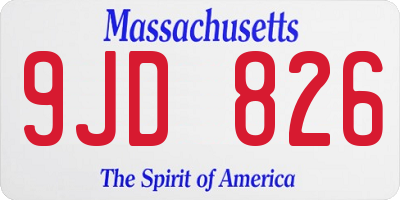 MA license plate 9JD826