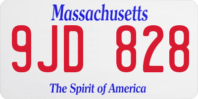 MA license plate 9JD828