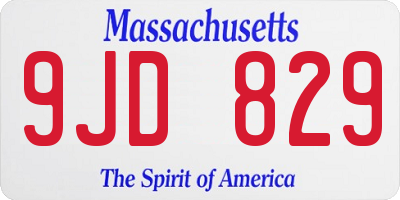 MA license plate 9JD829