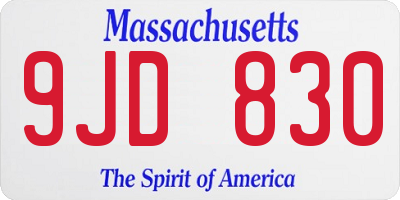 MA license plate 9JD830