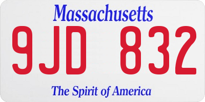MA license plate 9JD832